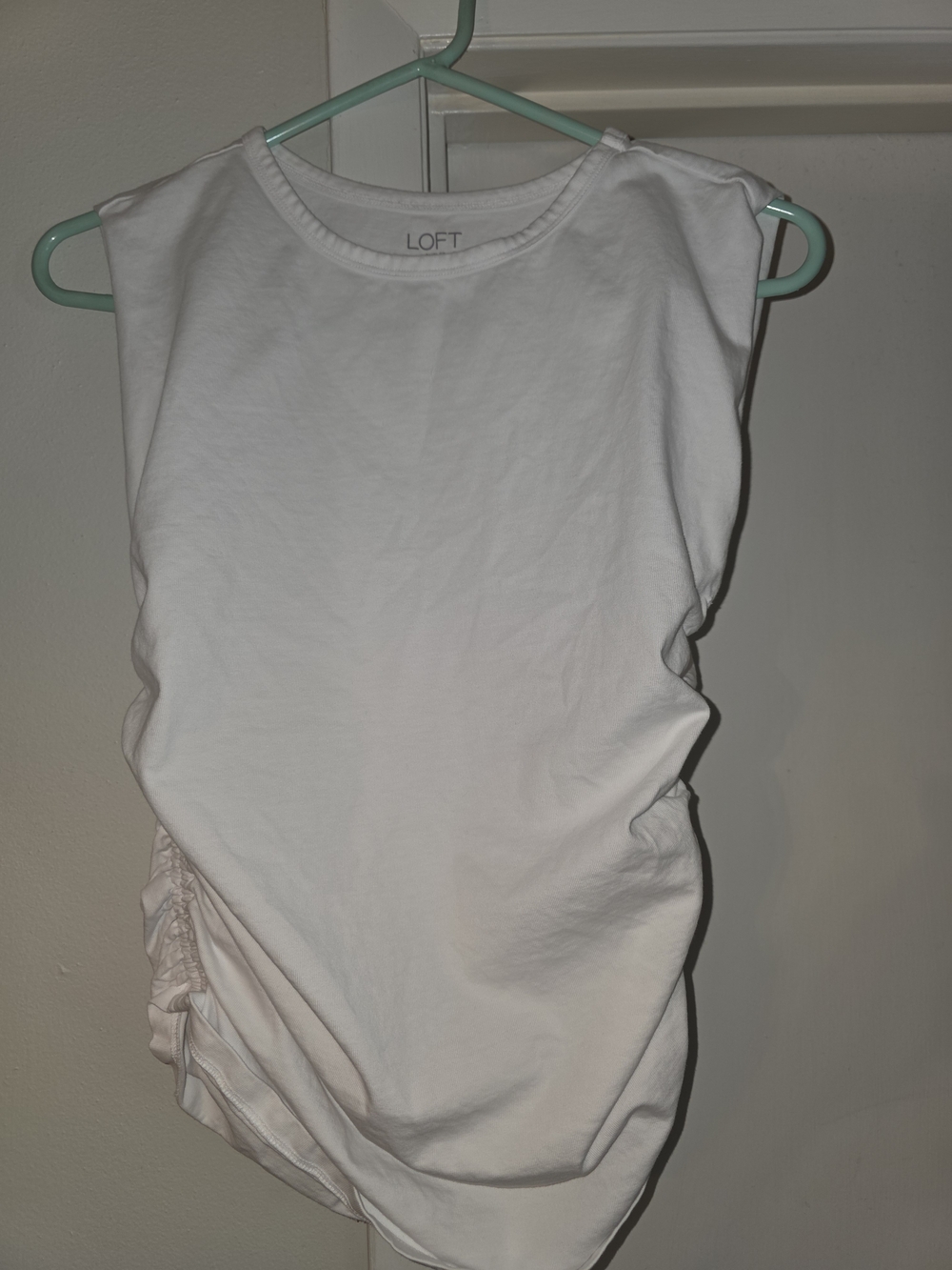 LOFT White Sleeveless Ruched Side Tank